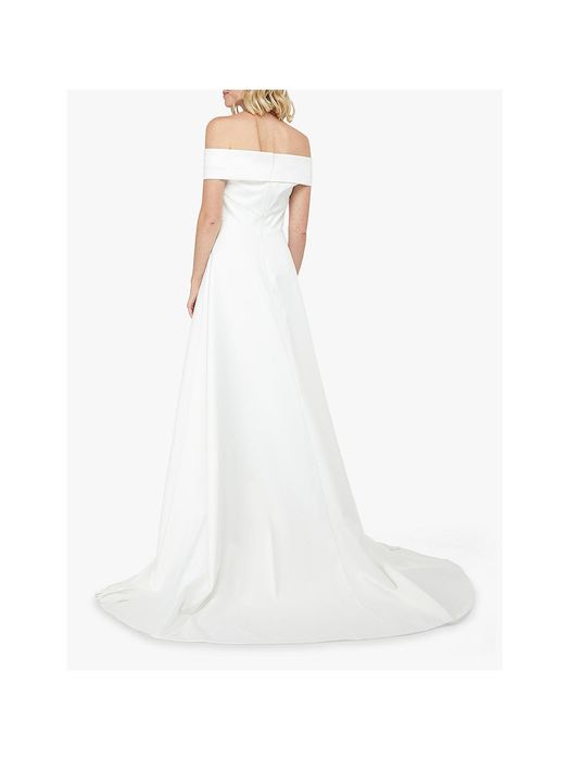 Rochie de mireasa satin 36 ivory, cu trena lunga