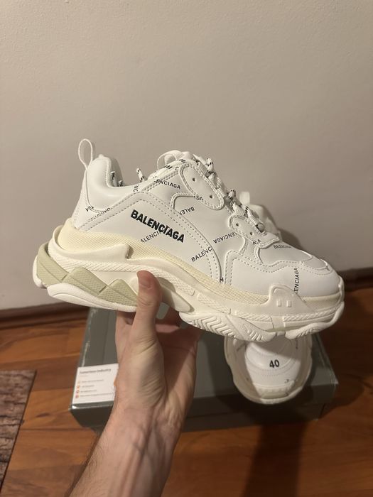Balenciaga All Over Logo Triple S White Black