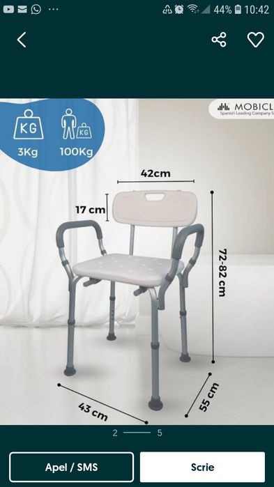 Scaun dus/ baie  dizabilitati/handicap