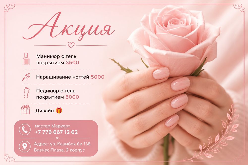 Акция! Маникюр, наращивание и педикюр