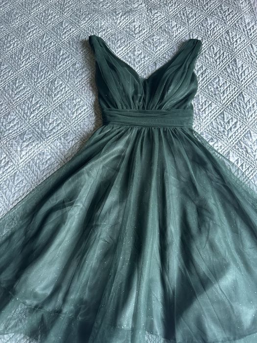 Официална тъмнозелена рокля, M-L