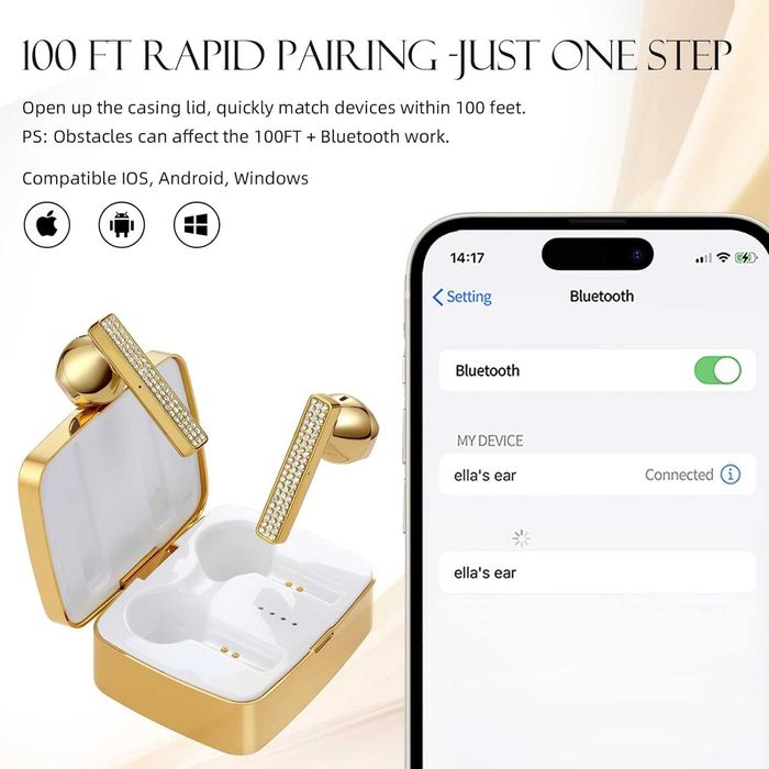 Безжични слушалки ELLA'S EARS Gold Bluetooth 5.3
