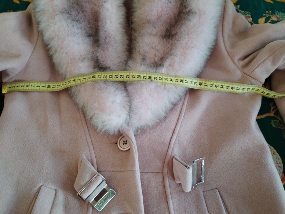 Palton roz pudrat cu 75 la sută lână+ cașmir