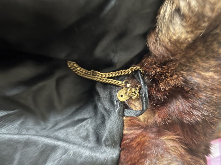 Дълго дамско палто от естествен косъм - L/XL , ретро модел