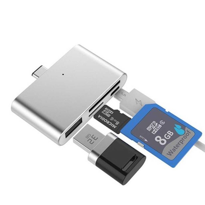 Мултифункционален адаптер и кардрийдър с фукнция за зареждане на тел.