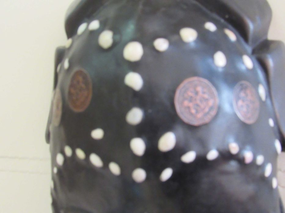 Африканска маска с медни инкрустации-голяма