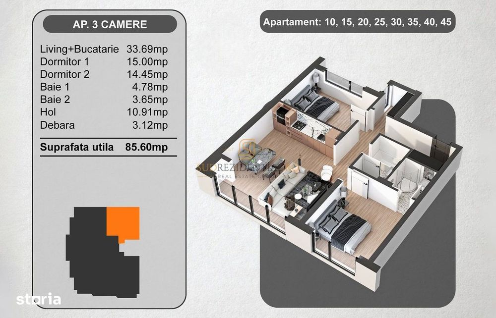 Nou! Apartament finisat premium - 3 camere, zona ideala in Sectorul 5