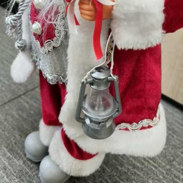 Голям Дядо Коледа с червено палто , торба и фенер, 70х25 см