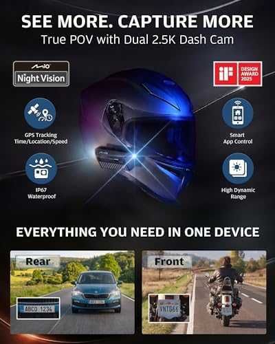 Нова Mio MiVue MP30 2.5K Мотоциклетна Камера GPS WiFi IP67 за каска мотор