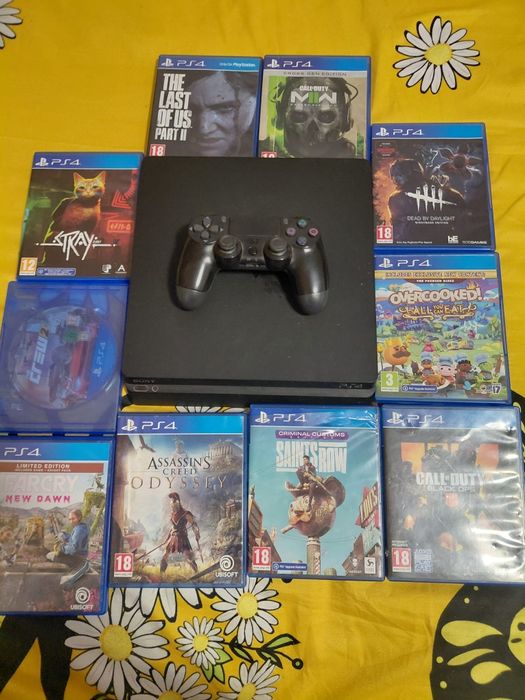 Consolă PlayStation 4 Slim + 10 Jocuri Top + Controller