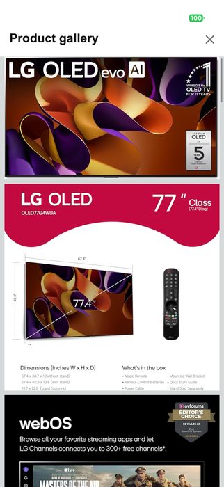 Televizor LG OLED evo OLED77G42LW, 195 cm 4K 144hz - 5 ani garanție