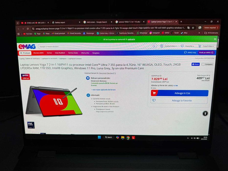 Urgent Laptop Lenovo Yoga 7 Oled Intel ultra 7 355 Garantie Cadou