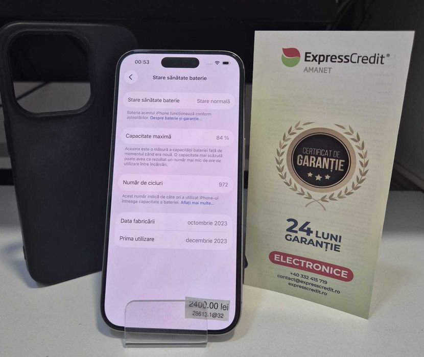 Telefon  Iphone 15 Pro (AG32 B.28613) Garantie 2 Ani !