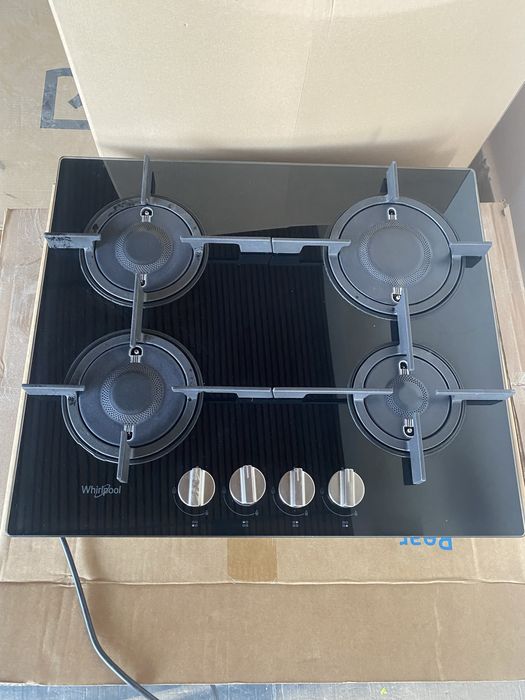 Plita incorporabila whirlpool pow64d2/nb, sticla neagra, gratare fonta