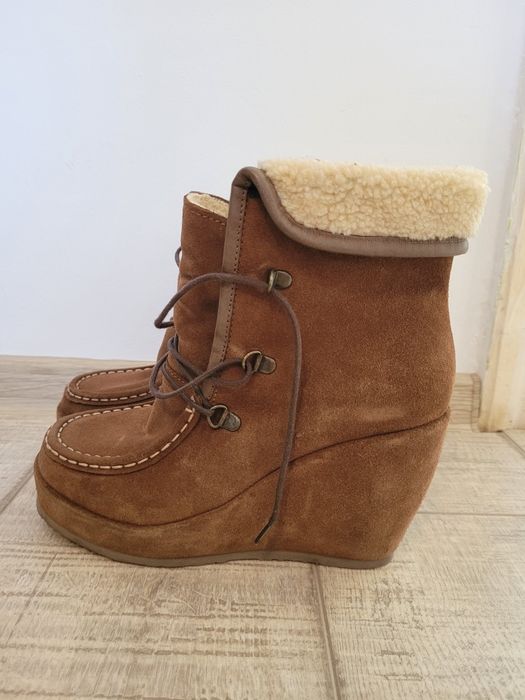 Botine platforma piele intoarsa 38