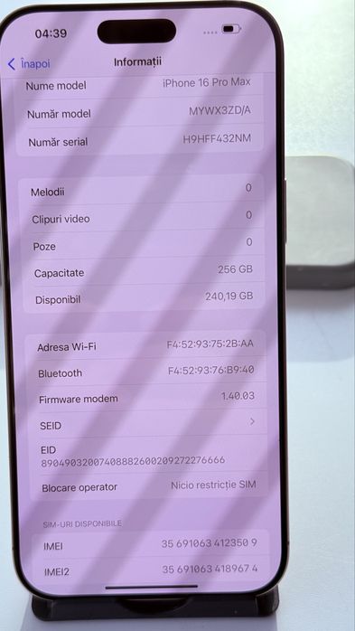 Iphone 16 pro max 256 gb