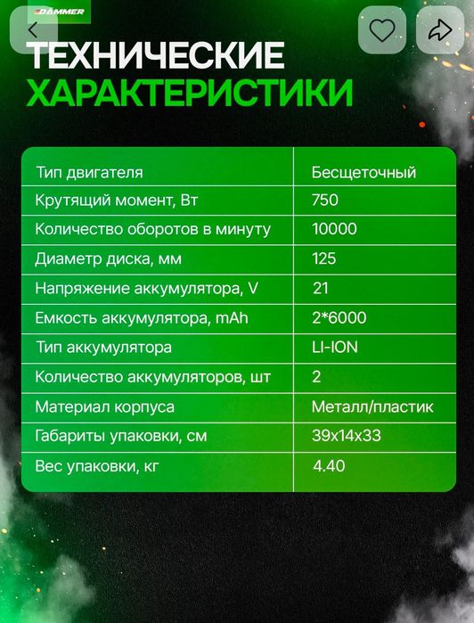 Болгарка аккумуляторная