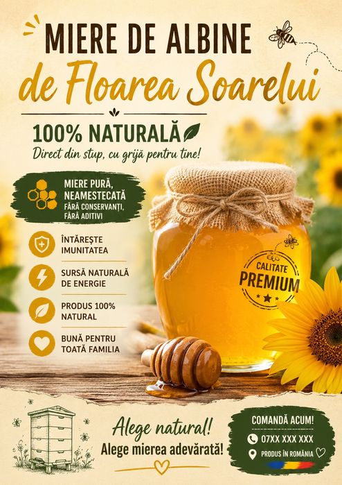 Miere de albine de floarea soarelui