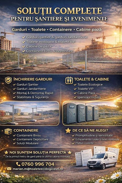 Inchiriere toatele ecologice / garduri eveniment/ containere