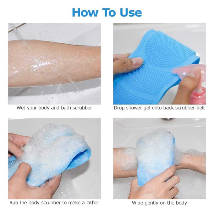 Силиконов масажор за баня- Скръбър за почистване и масаж на гръб