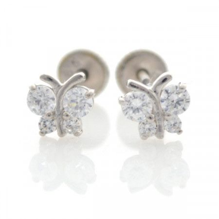 Cercei copii aur 14k Fluturasi cu 4 pietricele