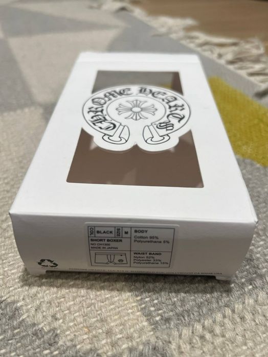 Boxeri Chrome Hearts negri cu logo mic alb, mărimile M și L, noi în cutie