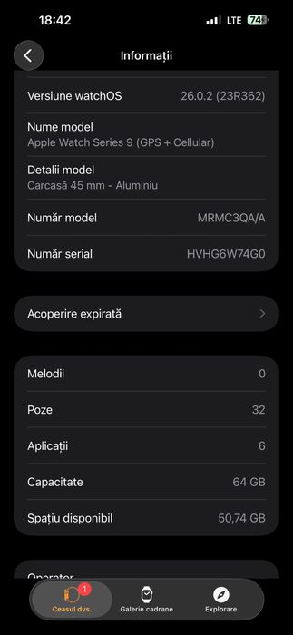 Apple Watch Series 9, 45mm, GPS + Cellular