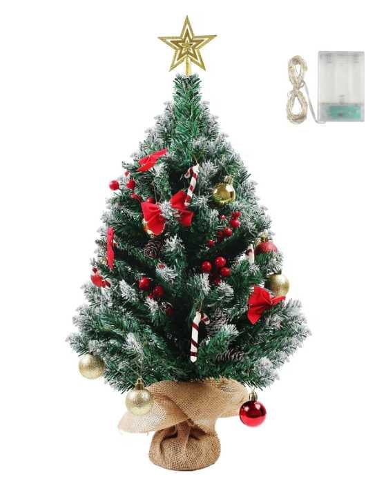 Brad mini MaxEarn 60 cm, LED-uri și Globuri