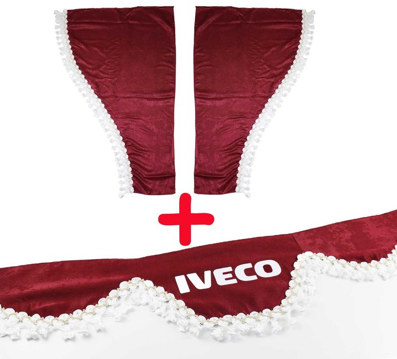 Комплект от 3 части Декоративни Пердета с Пискюли за Камион в 4 цвята