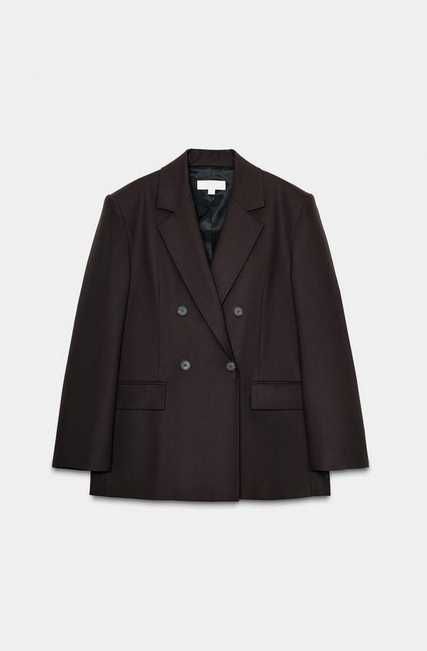 ZARA ДВУБОРТНЫЙ БЛЕЙЗЕР ОВЕРСАЙЗ chocolate brown XS (фактически M-L)