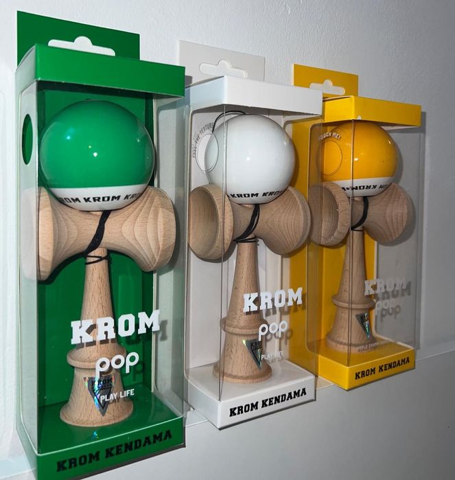 Kendama KROM POP LOL - Alb / Verde / Galben