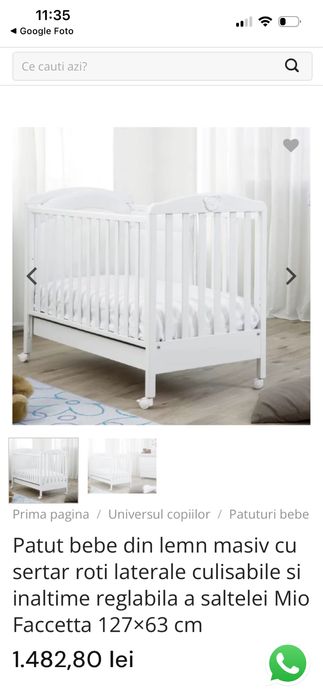 Pat copiii lemn masiv de fag Italia