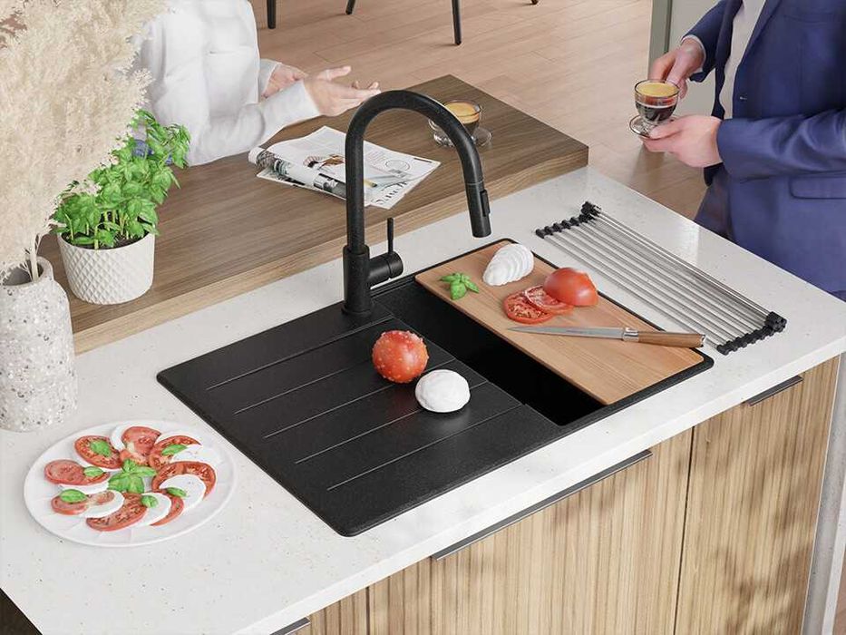 Графит кухненска мивка от гранит Копенхаген 40 Top 700х500