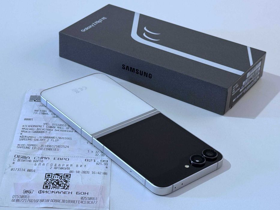 Бартер! НОВ! 24м.Гаранция! Samsung Galaxy Z Flip 7 FE White (Бял)