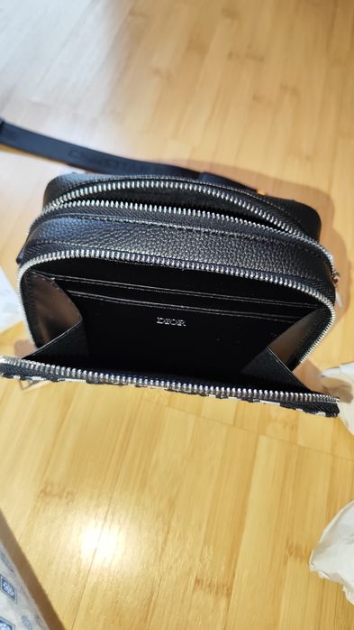 Geantă Dior Zipped Pouch cu Strap NOUĂ cu Etichetă - Blue Oblique Jacquard