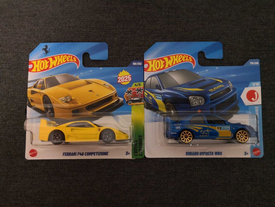 Hot wheels колички Ferrari f40 и Subaru impreza wrx