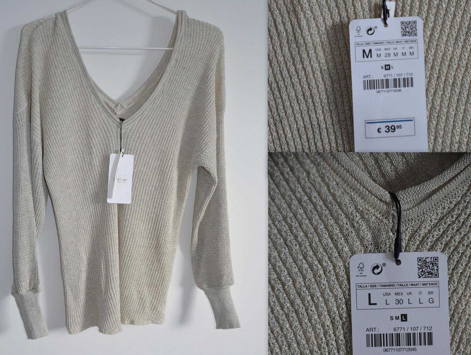 Bluza / Pulover ZARA cu decolteu în V dublu