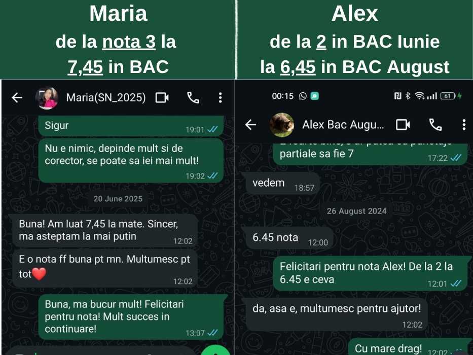Meditatii Matematica/Informatica BAC August, clasele 5-12 Evaluarea Nationala