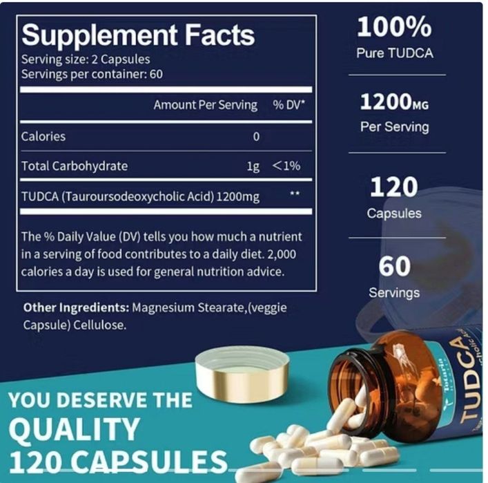 Tudca 1200 mg 120 kapsula,тудка tudka detox