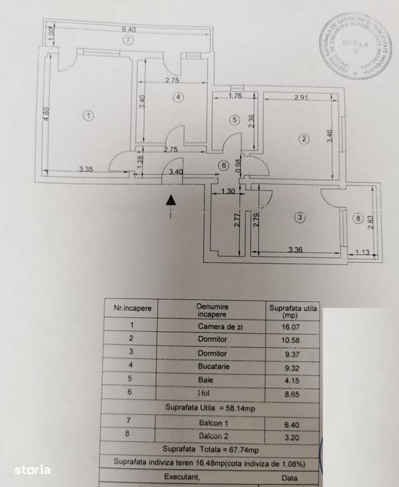Apartament La Cheie - 3 camere confort 1 decomandat - Obor. Supr.67mp.