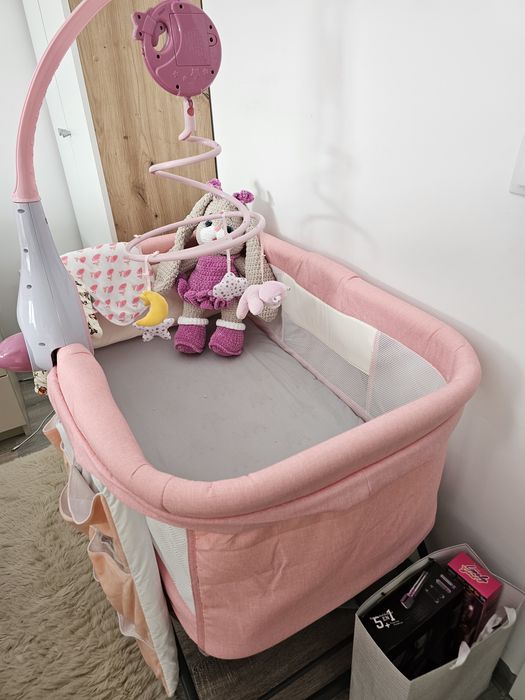 Pătuț bebe roz 0-6 luni