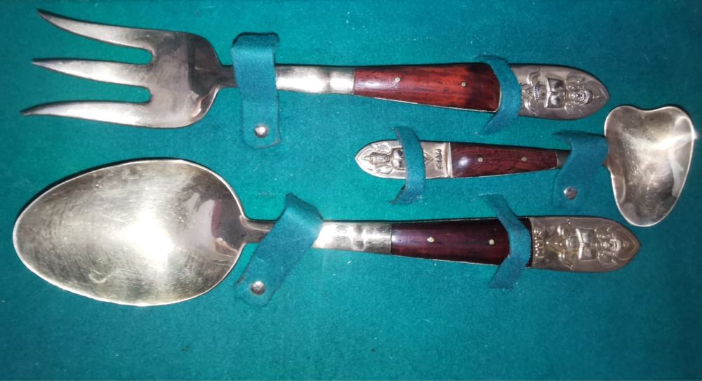 Антикварен сервиз прибори Sri Sang Thai LK 8 човека бронз палисандър