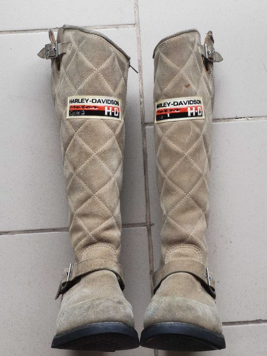 Cizme inalte dama moto chopper biker piele bej HARLEY-DAVIDSON