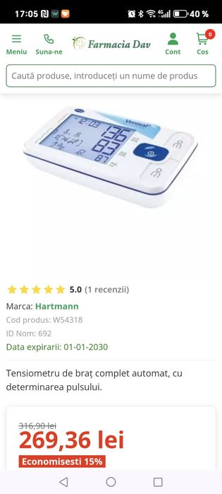 Tensiometru digital de brat Veroval Duo Control, marimea M,Hartmann