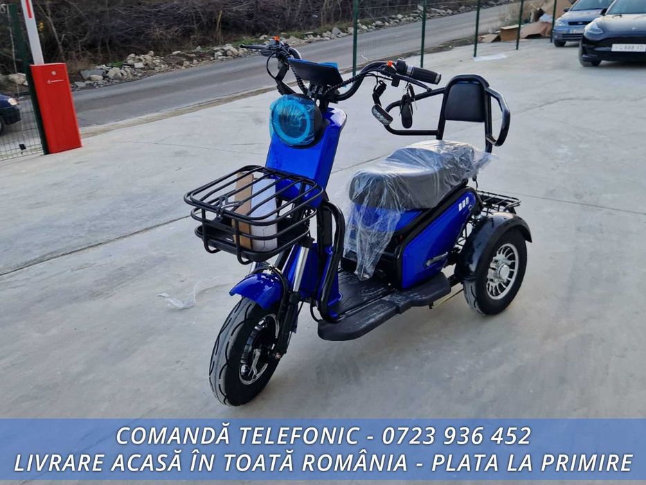 Tricicleta electrica 2 locuri (sa dubla) adulti si varstnici FARA PERMIS - OFERTA - Livrare GRATUITA acasa in toata Romania! - 60v20ah  FULL ECHIPATA!