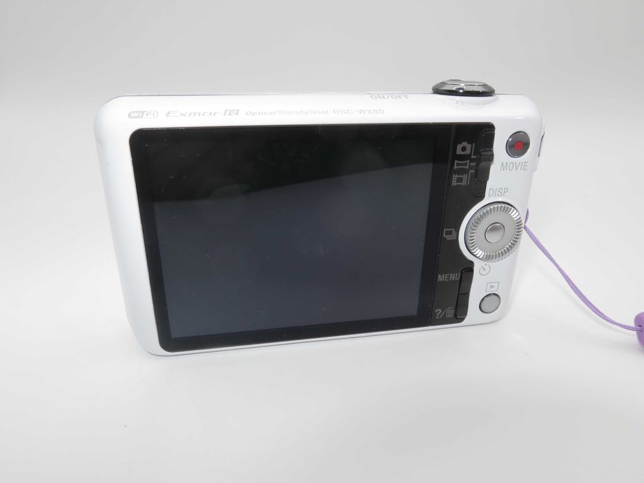 Sony Cyber-Shot WX80 ултра компактен цифров фотоапарат, дигитална камера в елегантен бял цвят, FULL-HD, 16MP, 8х оптичен зум, снима и работи отлично!