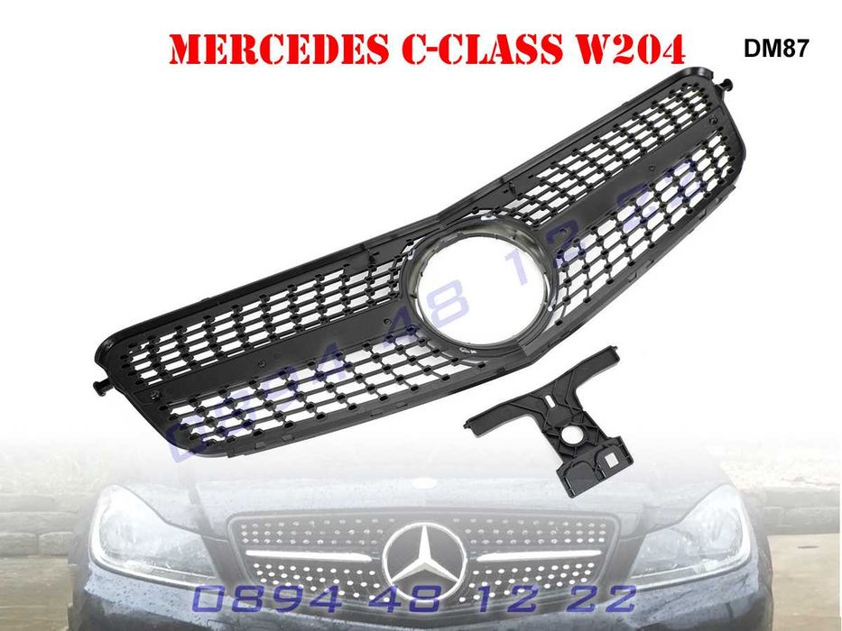 Предна Решетка Диамант Mercedes C W204 Мерцедес Ц В204 07-14