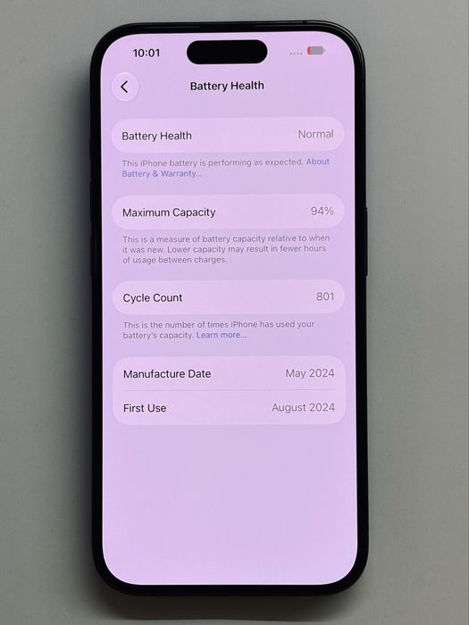 iPhone 15 Pro Blue Titanium 94% battery