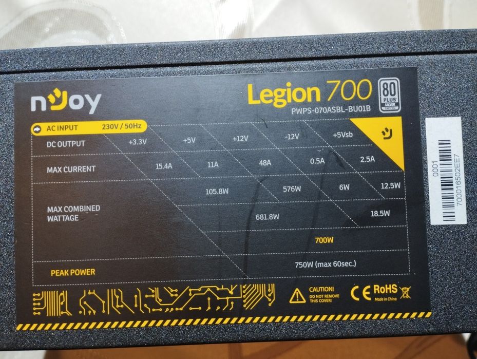 Sursa PC calculator 700W nJoy Legion 700 80 Plus Silver
