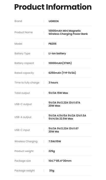 UGREEN Mini Magnetic PD 20W Power Bank 10000mAh magsafe for iPhone 17